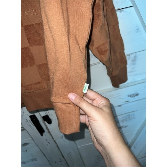 Vans Beauty Tan Flower Checkerboard Pullover Hoodie Terry Women's Size XS - Picture 7 of 11